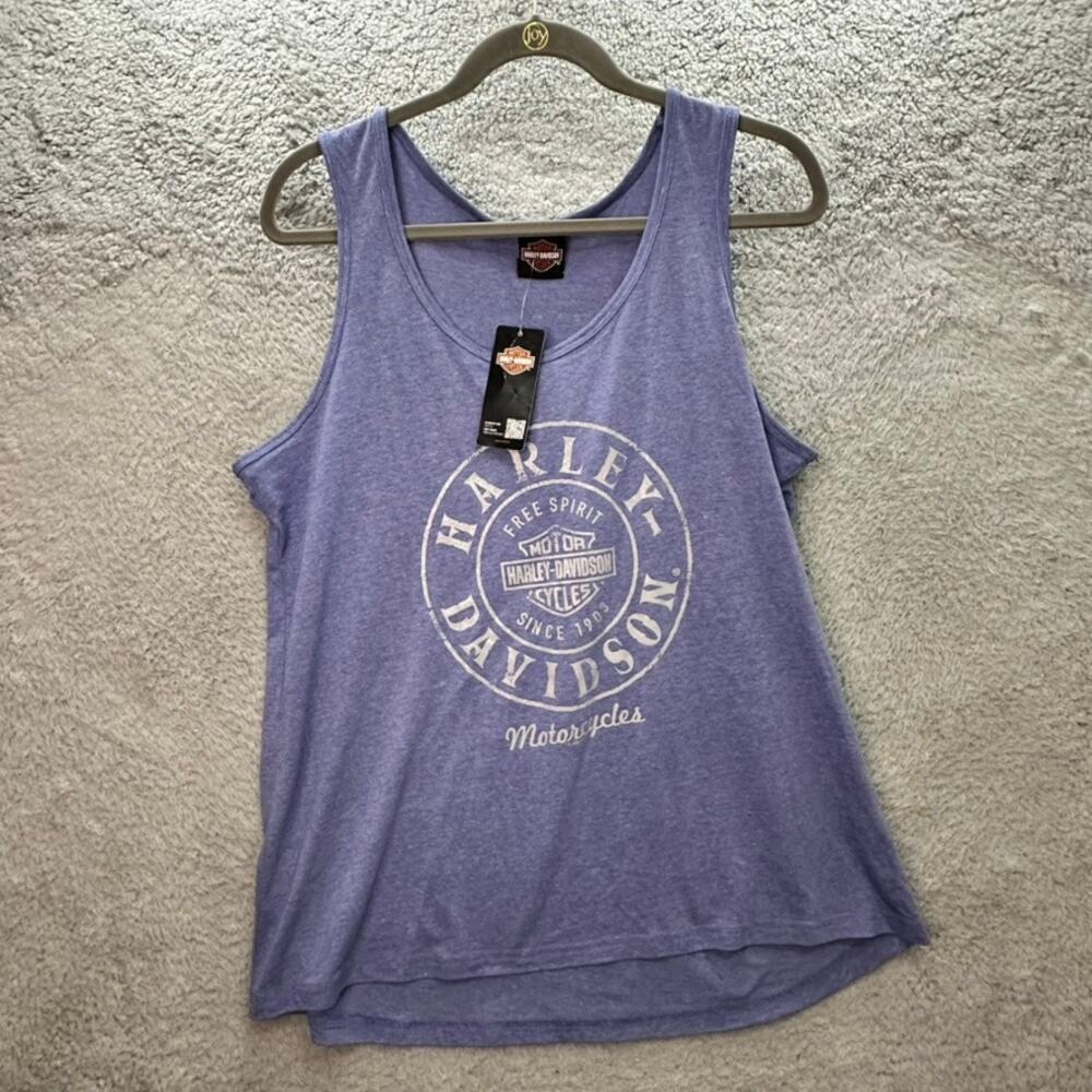 Harley-Davidson‎ NWT Women's XL Purple Tank Front Logo Racer Back Florida Biker